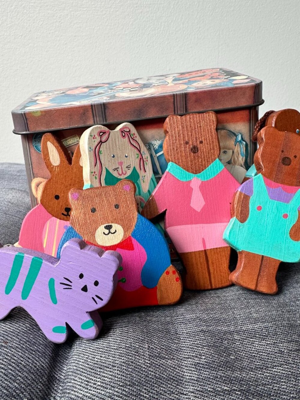Vintage Kids Wooden Pin Set